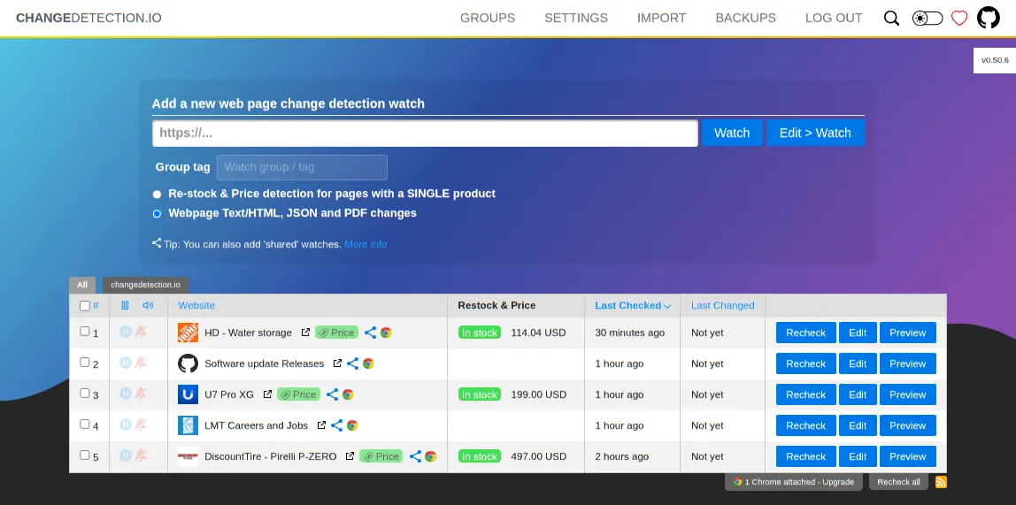 Github 热门开源项目:网页内容变化检测/网站监控/变更提醒系统插图 Github 热门开源项目:网页内容变化检测/网站监控/变更提醒系统插图