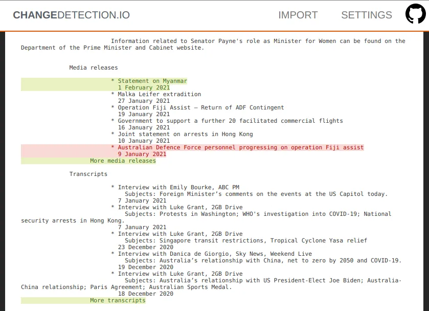 Github 热门开源项目:网页内容变化检测/网站监控/变更提醒系统插图2 Github 热门开源项目:网页内容变化检测/网站监控/变更提醒系统插图2