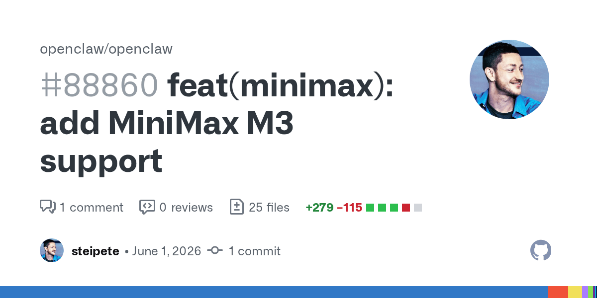 OpenClaw 24h 更新快报(2026-06-02):MiniMax M3 模型、Discord 线程持久化、Linux 文件监控加固插图 OpenClaw 24h 更新快报(2026-06-02):MiniMax M3 模型、Discord 线程持久化、Linux 文件监控加固