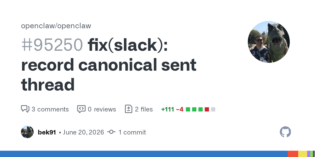 OpenClaw 24h 更新快报(2026-06-21):Slack 线程记录、SDK 转录身份 API、队列 drains 重启插图 OpenClaw 24h 更新快报(2026-06-21):Slack 线程记录、SDK 转录身份 API、队列 drains 重启