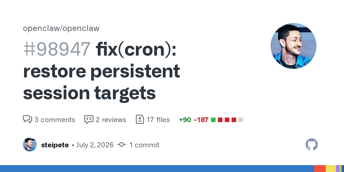 OpenClaw 24h 更新快报(2026-07-03):Cron 调度恢复、Agent 可靠性全面修漏、移动端权限收敛插图 OpenClaw 24h 更新快报(2026-07-03):Cron 调度恢复、Agent 可靠性全面修漏、移动端权限收敛