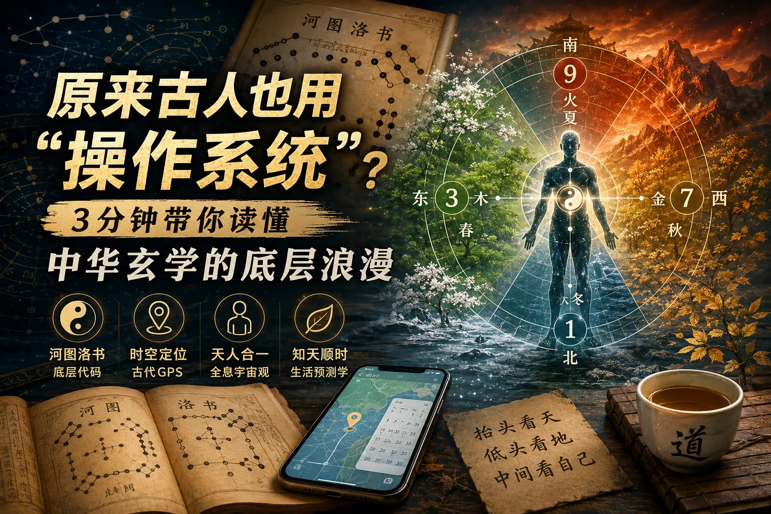 河图洛书——古人的“操作系统”？3分钟带你读懂中华玄学的底层浪漫插图