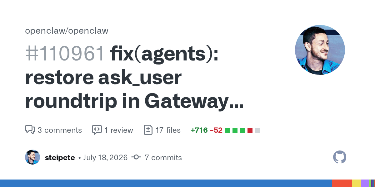 OpenClaw 24h 更新快报(2026-07-19):会话命名、Agent 轮询、Cron 启动恢复插图 OpenClaw 24h 更新快报(2026-07-19):会话命名、Agent 轮询、Cron 启动恢复