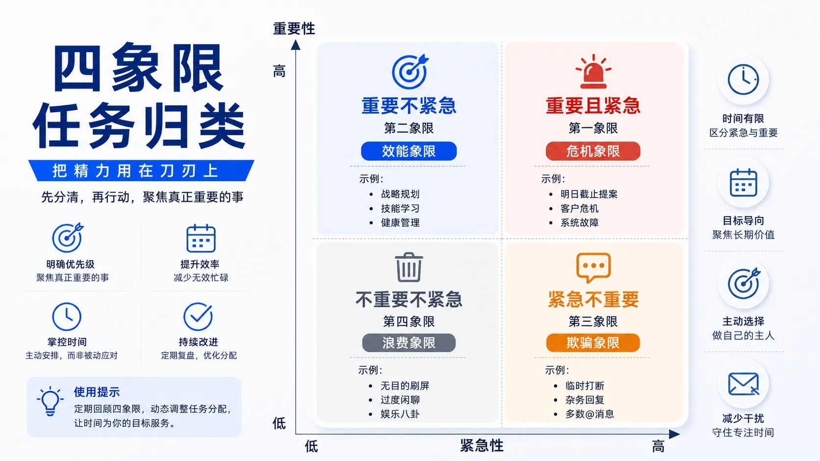 高效能人士必备的四象限工作法:精准归类、高效分配与完美执行插图1 高效能人士必备的四象限工作法:精准归类、高效分配与完美执行插图1