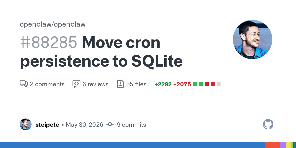 OpenClaw 24h 更新:Cron 全面 SQLite 化、Skill Workshop 成核心治理、渠道状态持久化插图 OpenClaw 24h 更新:Cron 全面 SQLite 化、Skill Workshop 成核心治理、渠道状态持久化
