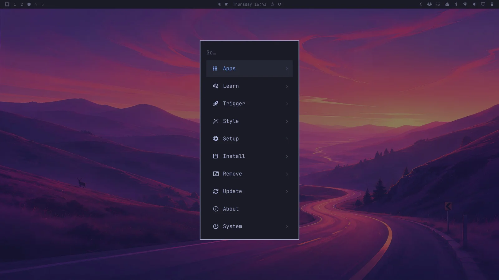 Omarchy:DHH 为 AI Agent 时代打造的 Linux 系统插图3 Omarchy 4 系统菜单与命令面板真实界面