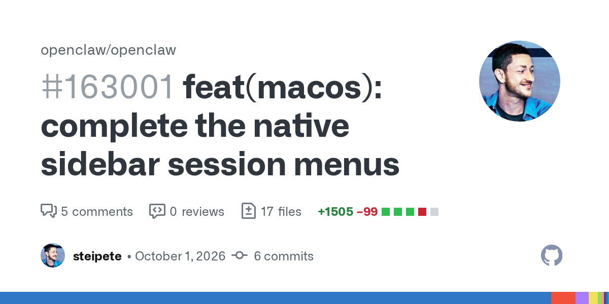 OpenClaw 24h 更新快报(2026-10-02):macOS 侧边栏会话菜单、Auth Doctor 凭证规范化、Cron spawn-only P1 修复插图 OpenClaw 24h 更新快报(2026-10-02):macOS 侧边栏会话菜单、Auth Doctor 凭证规范化、Cron spawn-only P1 修复
