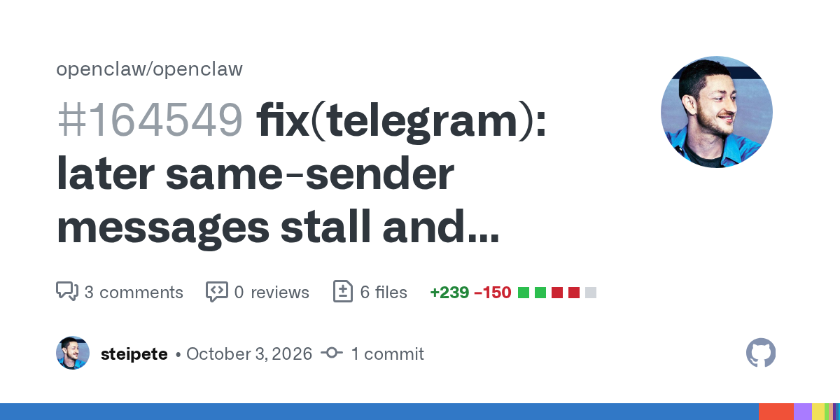 OpenClaw 24h 更新快报(2026-10-04):Telegram 消息堆积、Gateway Lease 回收、Worktree 加速插图 OpenClaw 24h 更新快报(2026-10-04):Telegram 消息堆积、Gateway Lease 回收、Worktree 加速