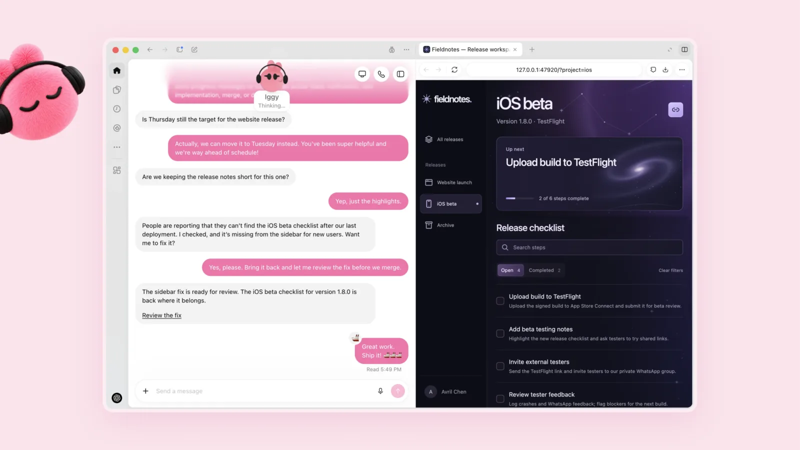 OpenAI升级dot与Codex联动:Devin接入ChatGPT订阅额度插图 OpenAI dot 智能体真实产品界面:协调产品发布与工作任务